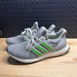 Size 8.5 Adidas UltraBOOST 4.0 Men's Running Shoes Gray Green Shock Lime F35235
